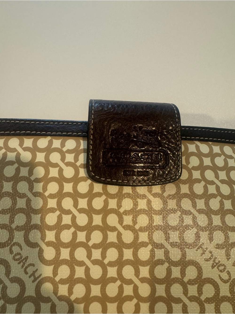 Coach Beige and Brown Signature Canvas Organizer with Dark Leather Trim - Picture 3 of 8